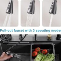 29.5 (2) 29.5" Stainless Steel Waterfall Kitchen Sink, 16 Inch Multi-Function Kitchen Sink