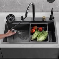 29.5 29.5" Stainless Steel Waterfall Kitchen Sink, 16 Inch Multi-Function Kitchen Sink