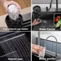 29.5 (4) 29.5" Stainless Steel Waterfall Kitchen Sink, 16 Inch Multi-Function Kitchen Sink