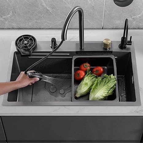 29.5 29.5" Stainless Steel Waterfall Kitchen Sink, 16 Inch Multi-Function Kitchen Sink