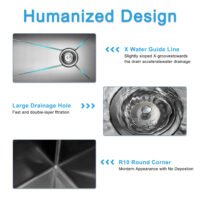 30"x18" Five Button Waterfall Kitchen Sink – Drop In Stainless Steel Single Bowl Workstation Sink
