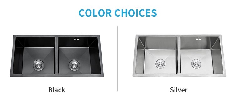 34.65" Large Kitchen Black Handmade Sink Double bowl without Faucet Durable and rust protection suitable for Workstation