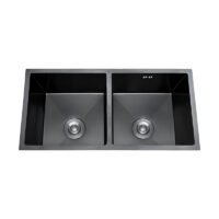 34.65" Large Kitchen Black Handmade Sink Double bowl without Faucet Durable and rust protection suitable for Workstation