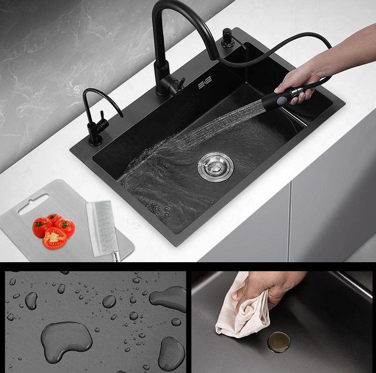 5050 fregadero de cocina 304 square kitchen nano sink manufacturer sing double sink handmade nano stainless steel black si (3) 5050 fregadero de cocina 304 square kitchen nano sink manufacturer sing double sink handmade nano stainless steel black sink