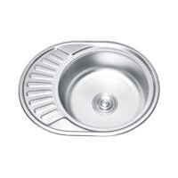 5745 Zhongshan Stainless Steel Sink Hot Sale Single Bowl Pressed Sink with Plate Round Washing and Cooking Sink