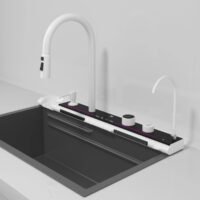 7545Whale 304 sink key digital display waterfall rain sink stainless steel large single trough manual basin washing dishes under the basin