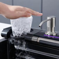 7545Whale 304 sink key digital display waterfall rain sink stainless steel large single trough manual basin washing dishes under the basin