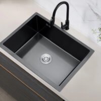 Black Single Large Bowl Durable Stainless Steel Handmade Kitchen Under Mount Sink Kitchen Sinks Wholesale