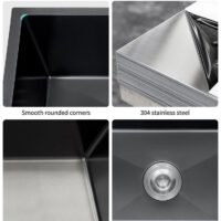 Black Single Large Bowl Durable Stainless Steel Handmade Kitchen Under Mount Sink Kitchen Sinks Wholesale