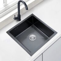 CE Certified Square-shape Handmade Modern Black Modern Kitchen Sink – Undermount Design (1) CE Certified Square-shape Handmade Modern Black Modern Kitchen Sink – Undermount Design