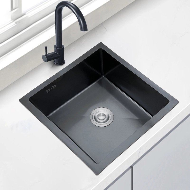 CE Certified Square-shape Handmade Modern Black Modern Kitchen Sink – Undermount Design (1) CE Certified Square-shape Handmade Modern Black Modern Kitchen Sink – Undermount Design