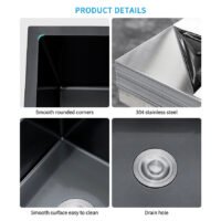 CE Certified Square-shape Handmade Modern Black Modern Kitchen Sink – Undermount Design (4) CE Certified Square-shape Handmade Modern Black Modern Kitchen Sink – Undermount Design