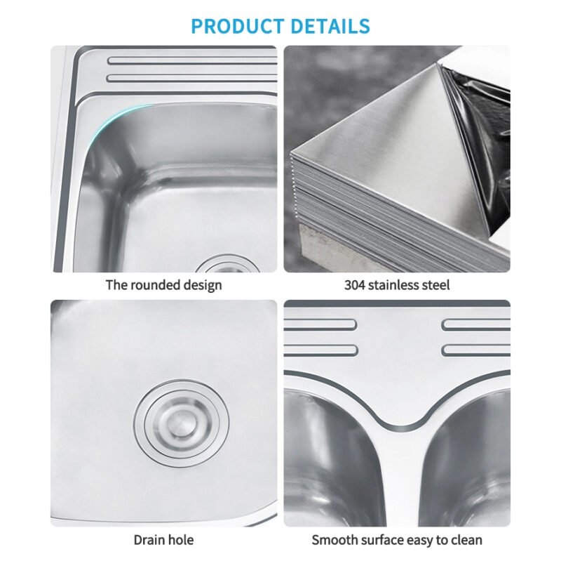 Double Bowl Stainless Steel Sink Food Grade Family Home Sink