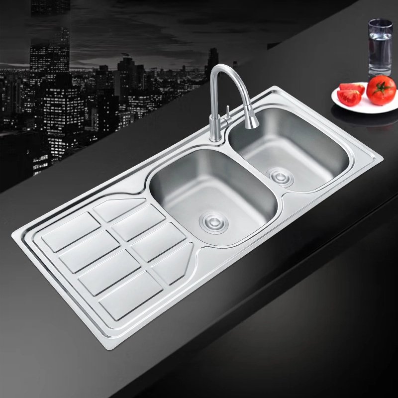 Embossed Direct Sale Factory Sink Manufacturer Double Bowl Sink for Farmhouse Kitchen