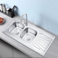 Farmhouse Kitchen Sink Single Basin with Plate Sus304/201 Stainless Steel Sink