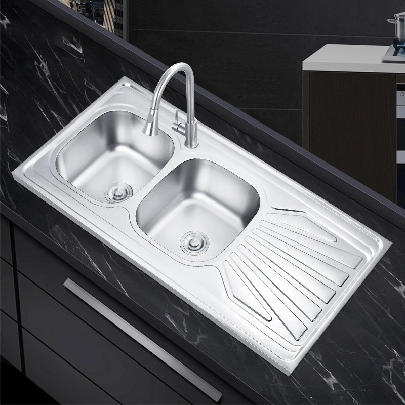 Farmhouse Kitchen Sink Single Basin with Plate Sus304/201 Stainless Steel Sink