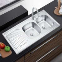 Farmhouse Kitchen Sink Single Basin with Plate Sus304/201 Stainless Steel Sink
