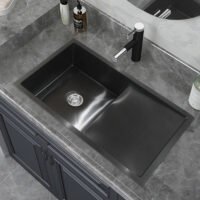 High quality made stainless steel black handmade single bowl with plates kitchen sink modern kitchen