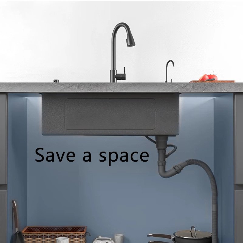 Hot Sale Large Single-slot Nano Black Kitchen Sink with Cutting Board Modern Concept Kitchen Sink