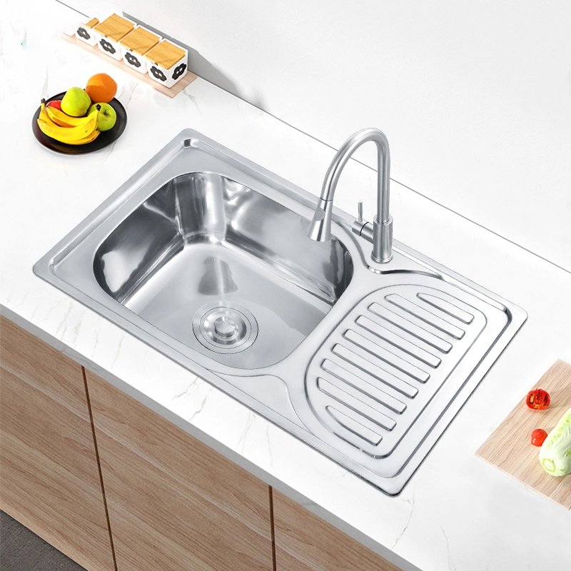 Hot sale Unique 304 Stainless Steel Single Basin Kitchen Laundry Sink Square Design Deep Drainboard Single Basin