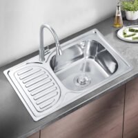 Hot sale Unique 304 Stainless Steel Single Basin Kitchen Laundry Sink Square Design Deep Drainboard Single Basin