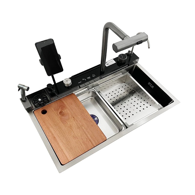 Kitchen Sink with Mobile Phone Holder&Spray Gun Smart Multi-function Sink