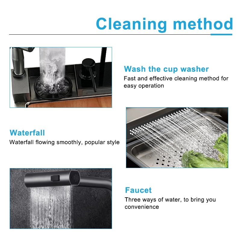 Kitchen Sink with Mobile Phone Holder&Spray Gun Smart Multi-function Sink