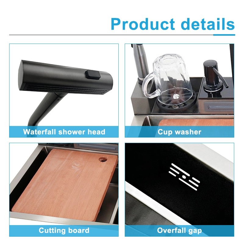 Kitchen Sink with Mobile Phone Holder&Spray Gun Smart Multi-function Sink