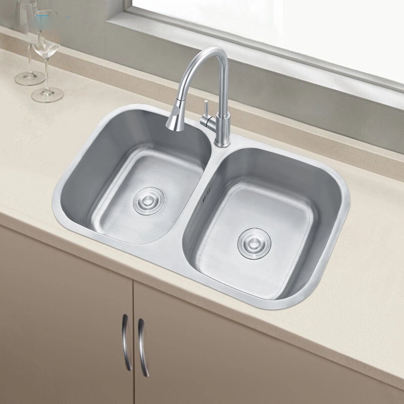 Out Door Farmhouse Double Bowl Sink Sus304/201 Stainless Steel Sink for Kitchen