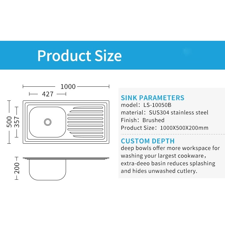 Popular Cooking And Washing Kitchen Sink | Sink with Plate for Home Kitchen