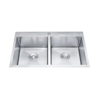 Premium Handmade Stainless Steel Double Equal Bowl Undermount Kitchen Sink – Ideal for Home, Utility, and Commercial Kitchens Farmhouse Sink