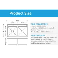 Premium Handmade Stainless Steel Double Equal Bowl Undermount Kitchen Sink – Ideal for Home, Utility, and Commercial Kitchens Farmhouse Sink
