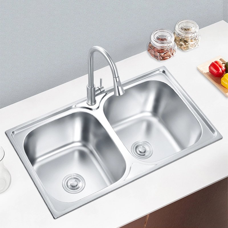 Professional Sink Manufacturer Brushed Double Bowl Stainless Steel Kitchen Sink for Kitchen