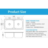 Professional Sink Manufacturer Brushed Double Bowl Stainless Steel Kitchen Sink for Kitchen