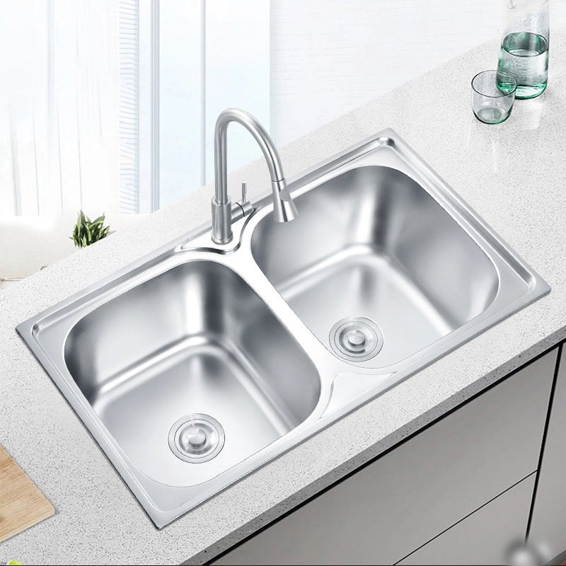 Professional Sink Manufacturer Brushed Double Bowl Stainless Steel Kitchen Sink for Kitchen