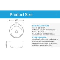Round Kitchen 304/201 Stainless Steel House Family Kitchen Sink Wholesale Sink Direct Sale Factory