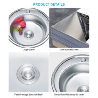 Round Kitchen 304/201 Stainless Steel House Family Kitchen Sink Wholesale Sink Direct Sale Factory
