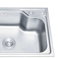 Stainless Steel Silver Rectangular Kitchen Sink with Double Faucet Holes – Ideal for Home and Commercial Use | Above Counter Kitchen Sink