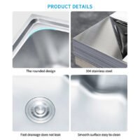 Stainless Steel Silver Rectangular Kitchen Sink with Double Faucet Holes – Ideal for Home and Commercial Use | Above Counter Kitchen Sink