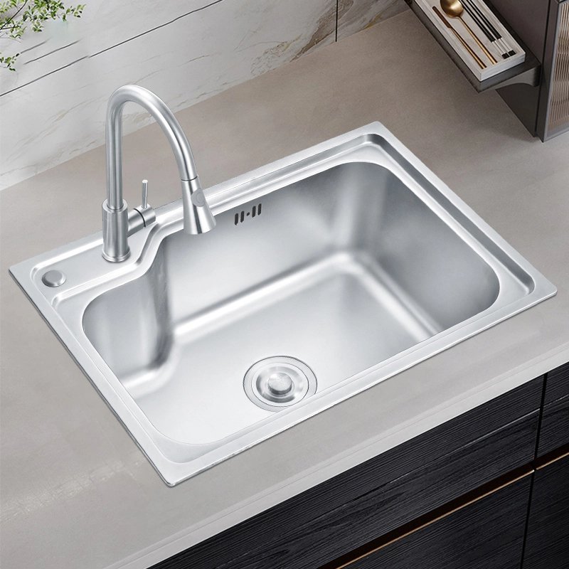 Stainless Steel Silver Rectangular Kitchen Sink with Double Faucet Holes – Ideal for Home and Commercial Use | Above Counter Kitchen Sink