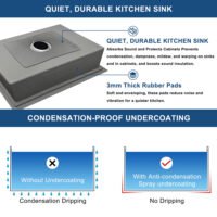 Undermount Sliver Kitchen Sink 33' Handcrafted Stainless Steel Sink with large Space