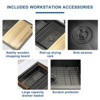 Undermount Sliver Kitchen Sink 33' Handcrafted Stainless Steel Sink with large Space