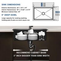 Undermount Sliver Kitchen Sink 33' Handcrafted Stainless Steel Sink with large Space