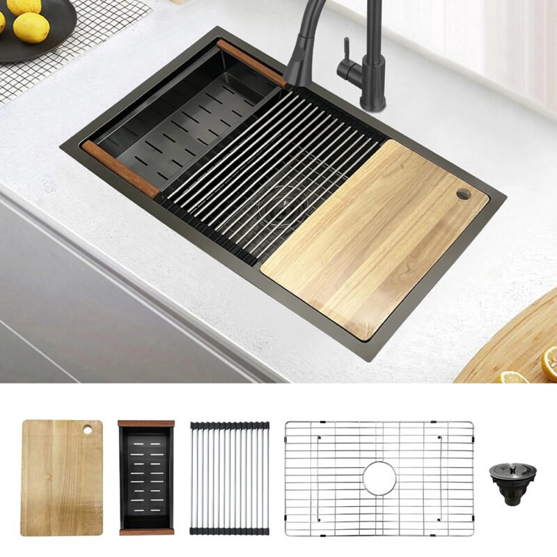 Undermount Sliver Kitchen Sink Handcrafted Stainless Steel Sink with large Space (5) Undermount Sliver Kitchen Sink 33' Handcrafted Stainless Steel Sink with large Space