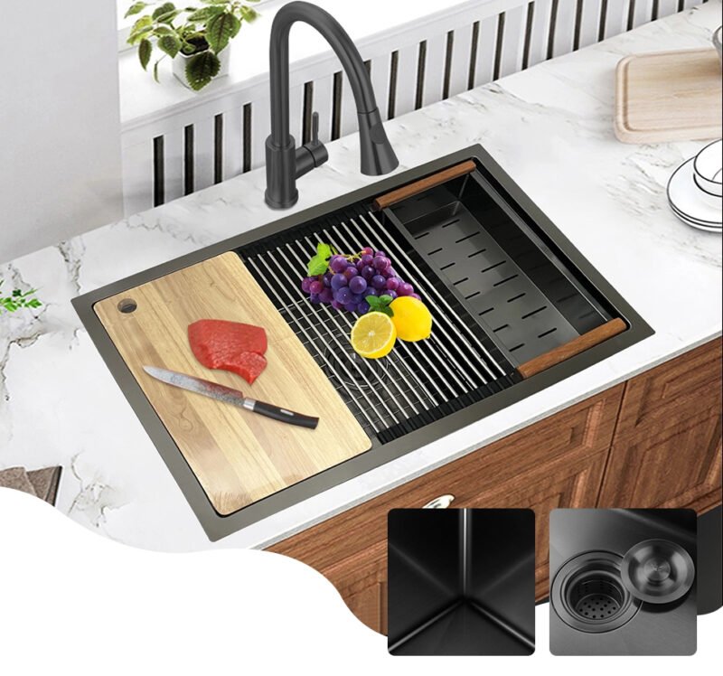 Undermount Sliver Kitchen Sink 33' Handcrafted Stainless Steel Sink with large Space