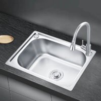 Washing and Cooking Basin 304 Stainless Steel Pressing Sink Deep Wash Basin Single Bowl Big Size Home Farmhouse